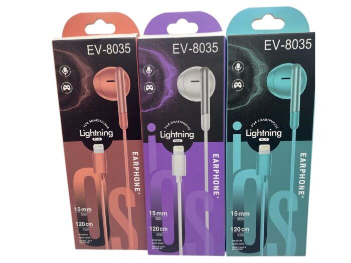 AUDÍFONOS PARA IPHONE 15mm/ EV-8035 EARPHONE DE COLORES