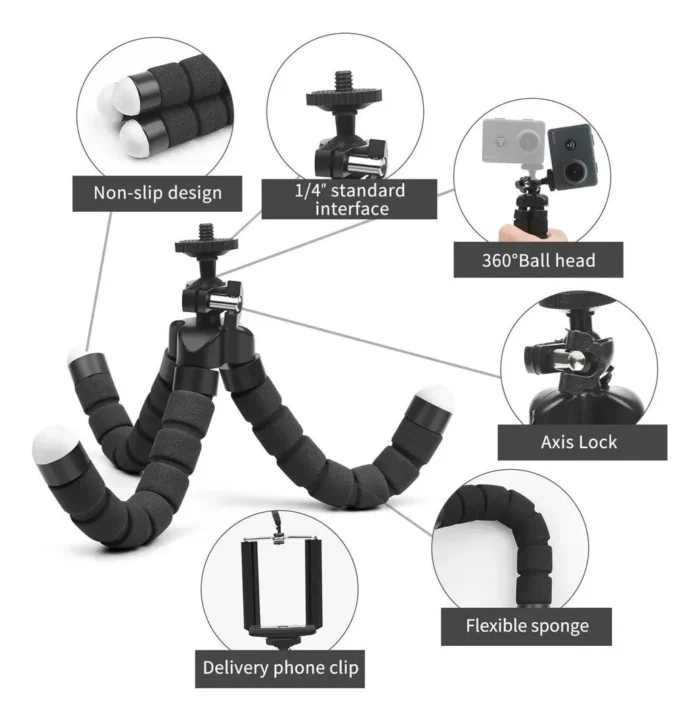 Trípodes, Trípode Para Teléfono Móvil, Cámara, Soporte Con C - Imagen 5
