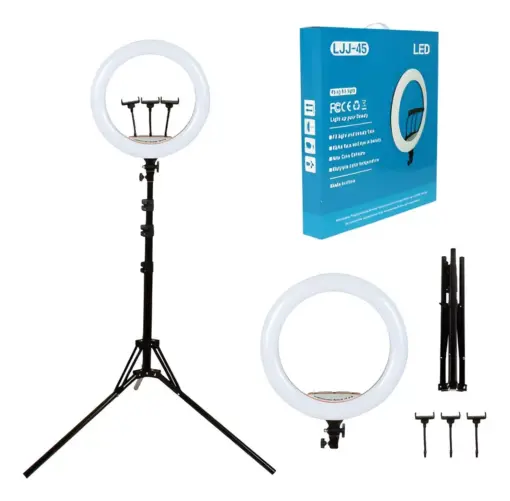 Anillo de luz LED de 18 pulgadas con soporte de tres posiciones - Imagen 5