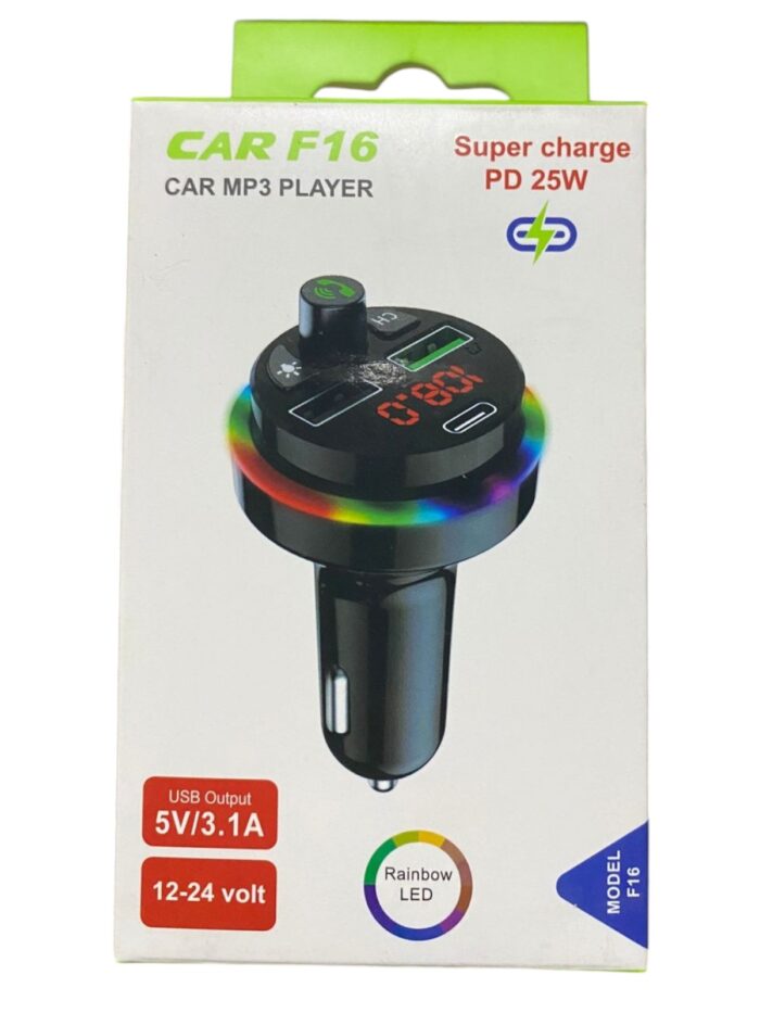 Car Bluetooth 5.0 Cargador Transmisor FM Tipo-C Dual USB Reproductor de música MP3