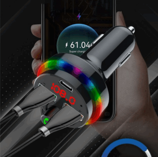 Car Bluetooth 5.0 Cargador Transmisor FM Tipo-C Dual USB Reproductor de música MP3 - Imagen 4