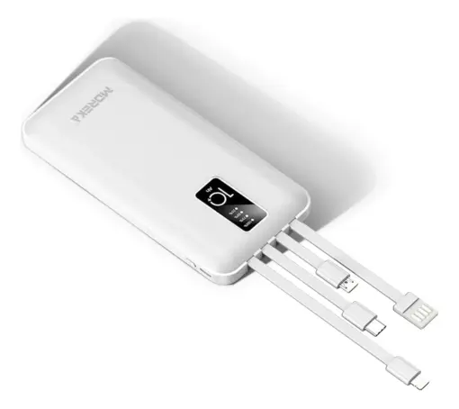 Moreka Power Bank Batería Portátil Carga Rápida 10000mah 4 Cables Blanco - Imagen 4