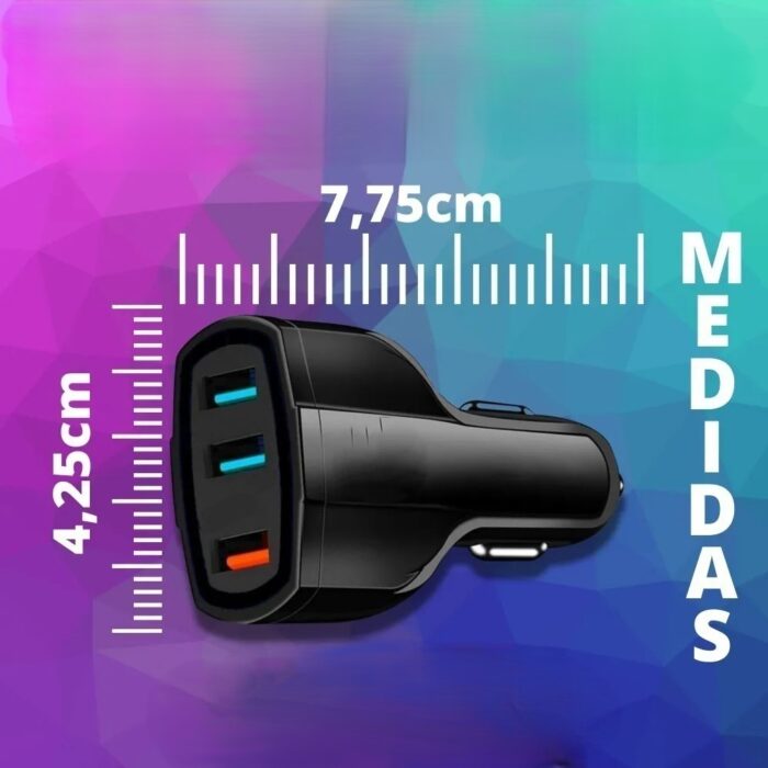 CARGADOR 3 USB PARA AUTO CAR CHARGER 3.0 12/24v 2.5A L6 - Imagen 2