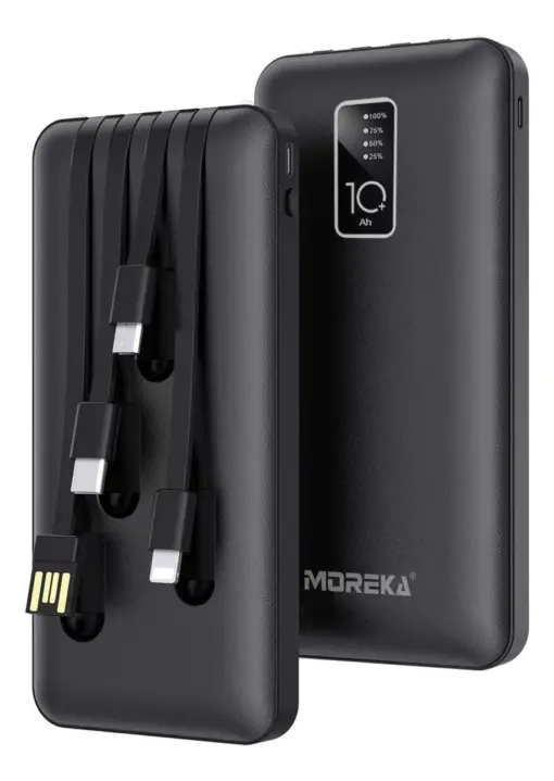 Moreka Power Bank Batería Portátil Carga Rápida 10000mah 4 Cables Blanco - Imagen 5
