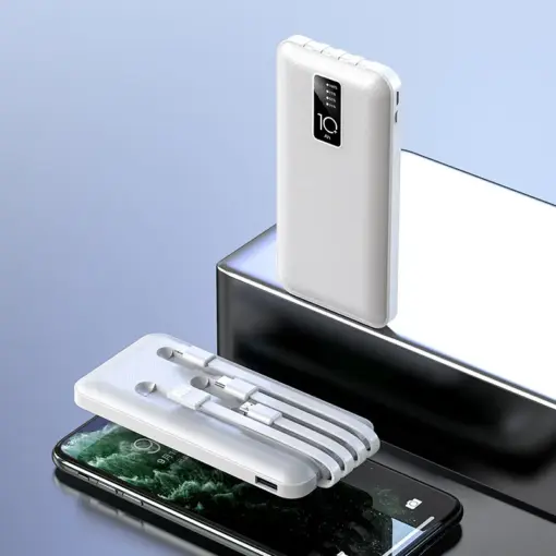 Moreka Power Bank Batería Portátil Carga Rápida 10000mah 4 Cables Blanco - Imagen 7