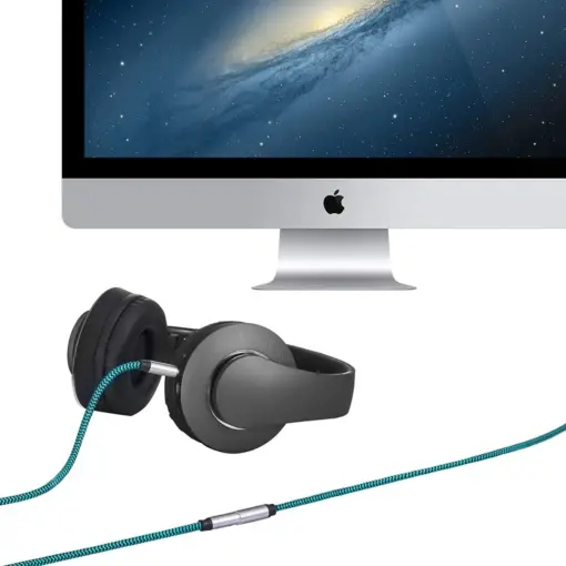 Cable Aux De Audio Estereo 3,5 Mm | M/m | Azul Trenzado - Imagen 2
