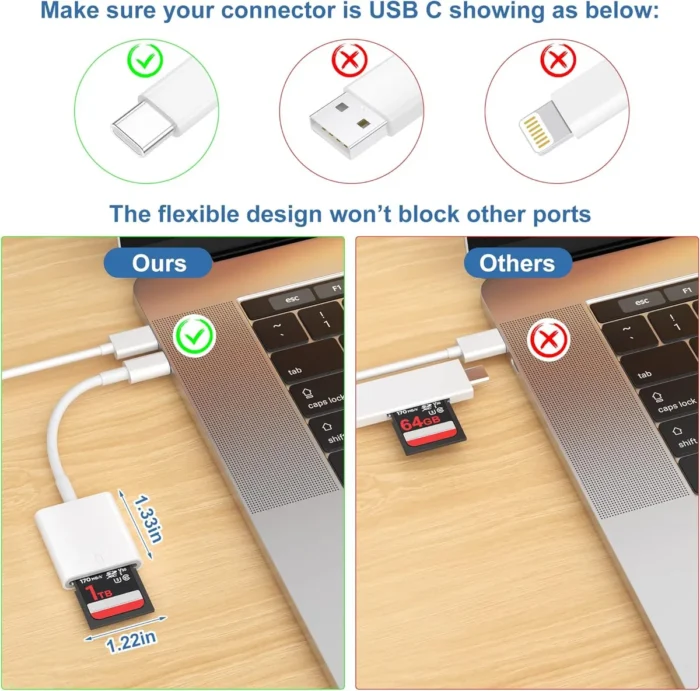 Tiansong Usb C Sd Card Reader Para Mac/iPhone 15/iPad - Imagen 3