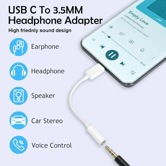 Adaptador Cable Tipo C A Aux De 3,5mm Audio - Imagen 2