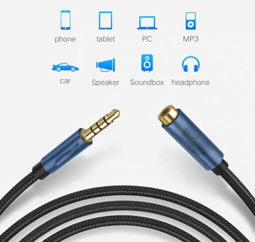 Premium 1M Cable Trrs Extension Audio Micro Mp3 Microfono - Imagen 2