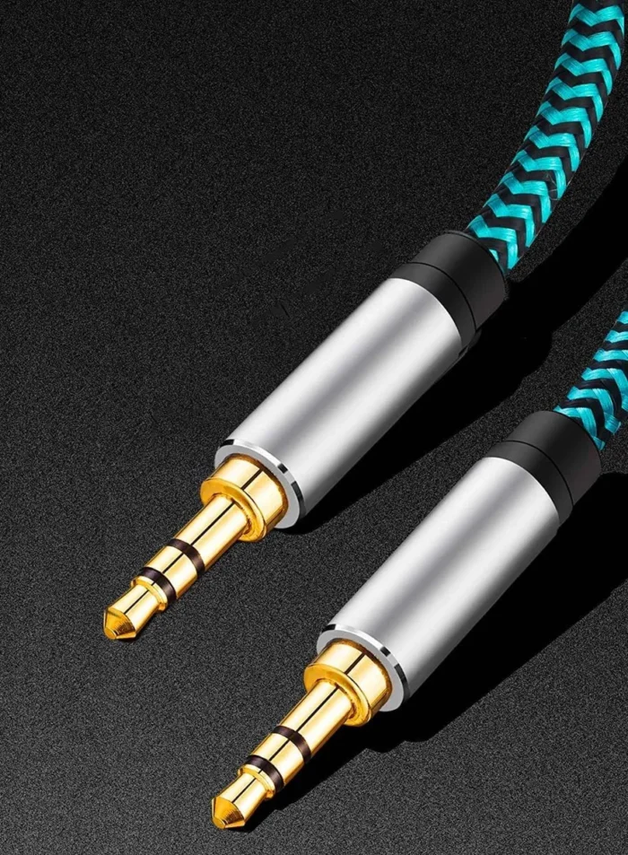 Cable Aux De Audio Estereo 3,5 Mm | M/m | Azul Trenzado - Imagen 3