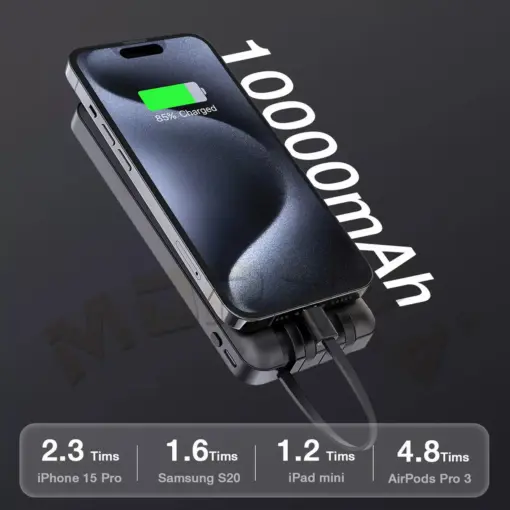 Moreka Power Bank Batería Portátil Carga Rápida 10000mah 4 Cables Blanco - Imagen 9