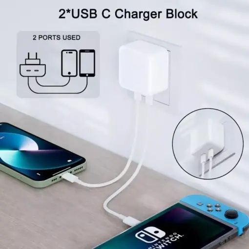 Cargador Compatible iPhone 14 Pro Max 14 Plus 35w Doble Tipo C - Imagen 4