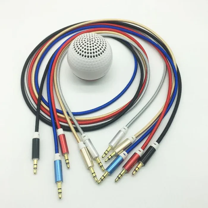 Cable de Audio auxiliar trenzado de 1M y 3 pies, tela tejida - Imagen 2