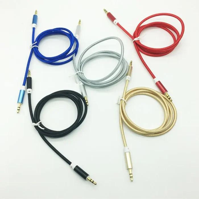 Cable de Audio auxiliar trenzado de 1M y 3 pies, tela tejida - Imagen 4