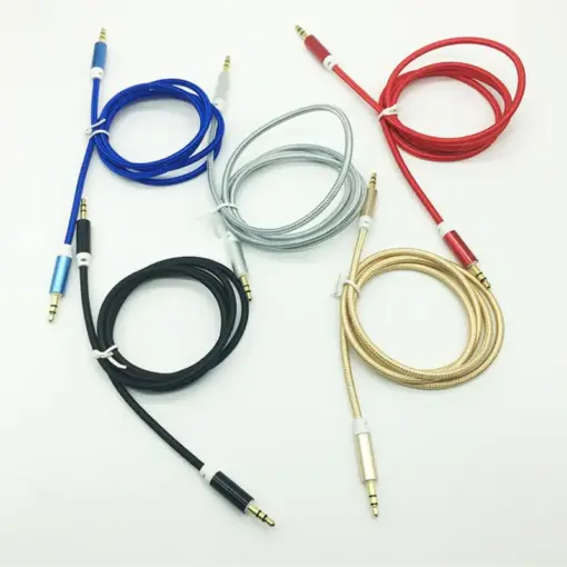Cable de Audio auxiliar trenzado de 1M y 3 pies, tela tejida