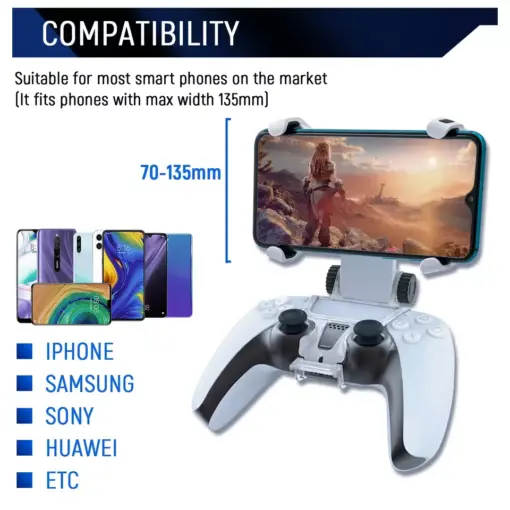 Soporte de abrazadera con clip ajustable para teléfono móvil y mando PS5 - Imagen 3